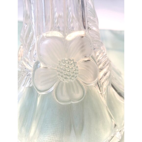 1940s-50s Frosted Glass Floral Lamp Dogwood Flower Base Art Deco Revival - Picture 11 of 13